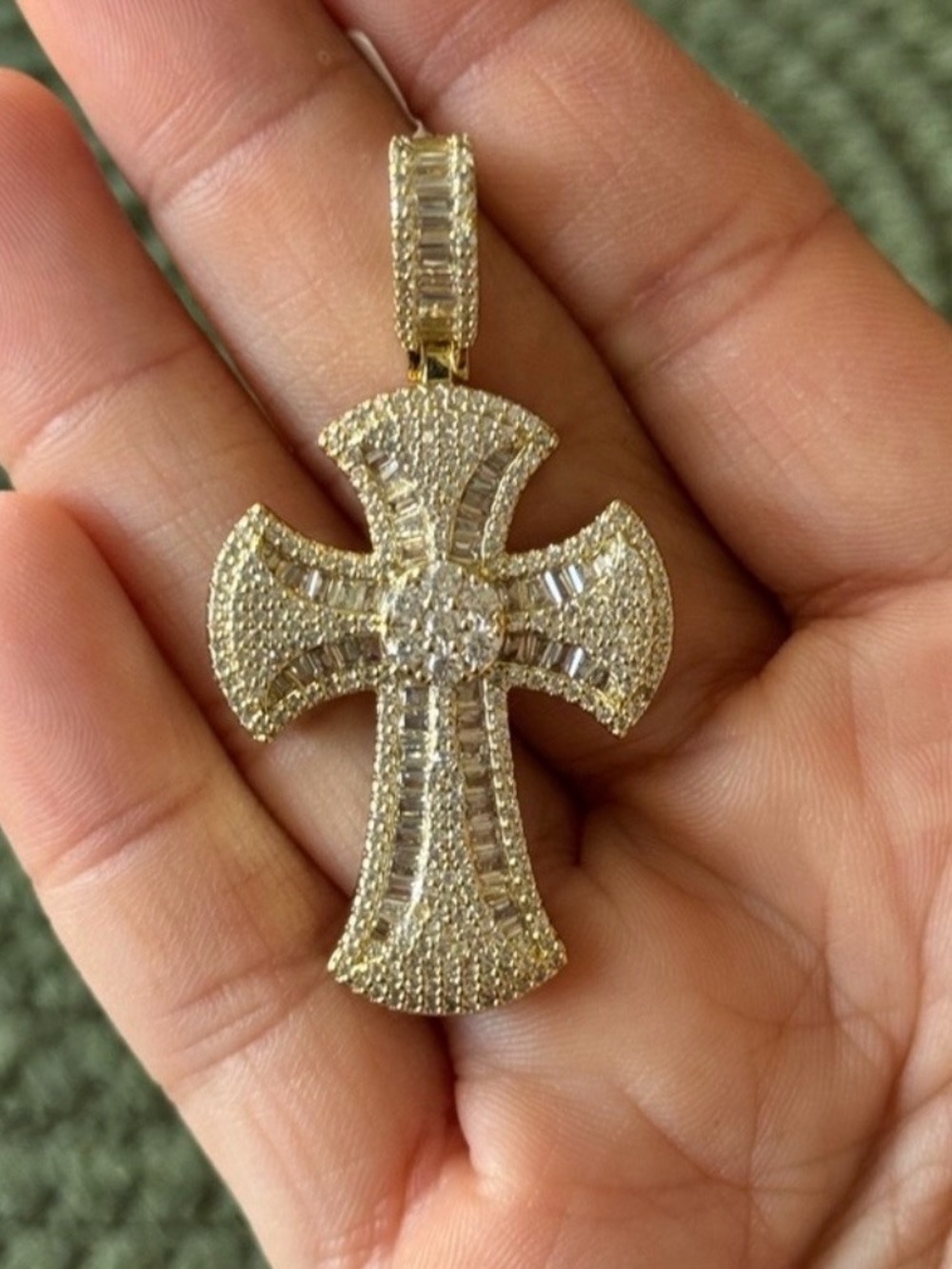 Gold-Filled Pave Cross Pendant with 5A Cubic Zirconias